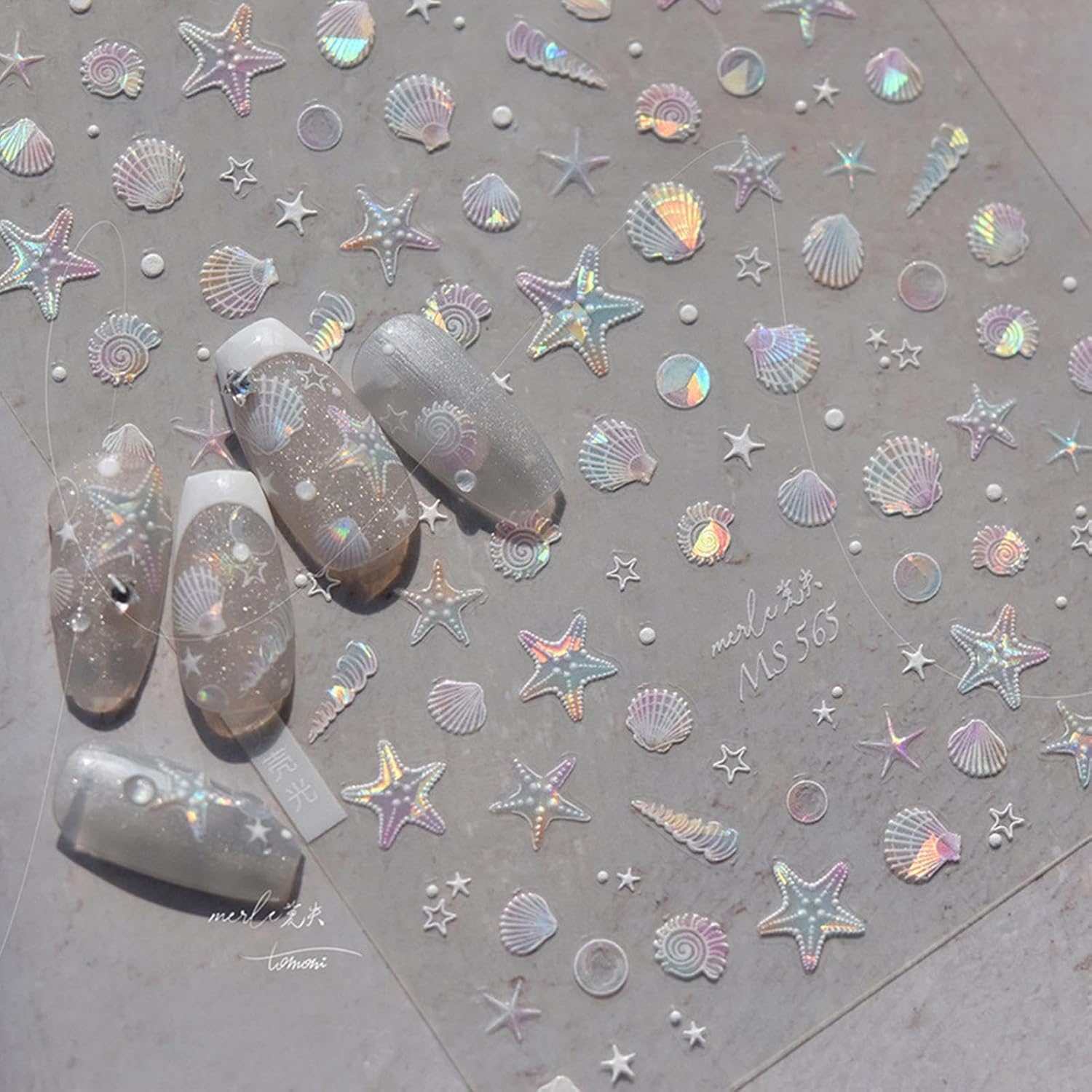 Summer Nail Decals - Summer Shells Glitter Nail Stickers Decor - High-Resolution Printing Decorations For, Dating, Daily Life, Work, and School image number 5