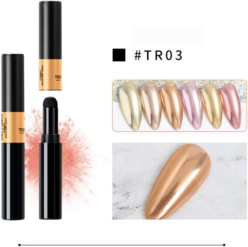 Warm Girl Chrome Air Cushion Nail Glitter Magic Powder Pen Holographic Nails Powder Mirror Effect and Long Lasting DIY Nail Art Decoration