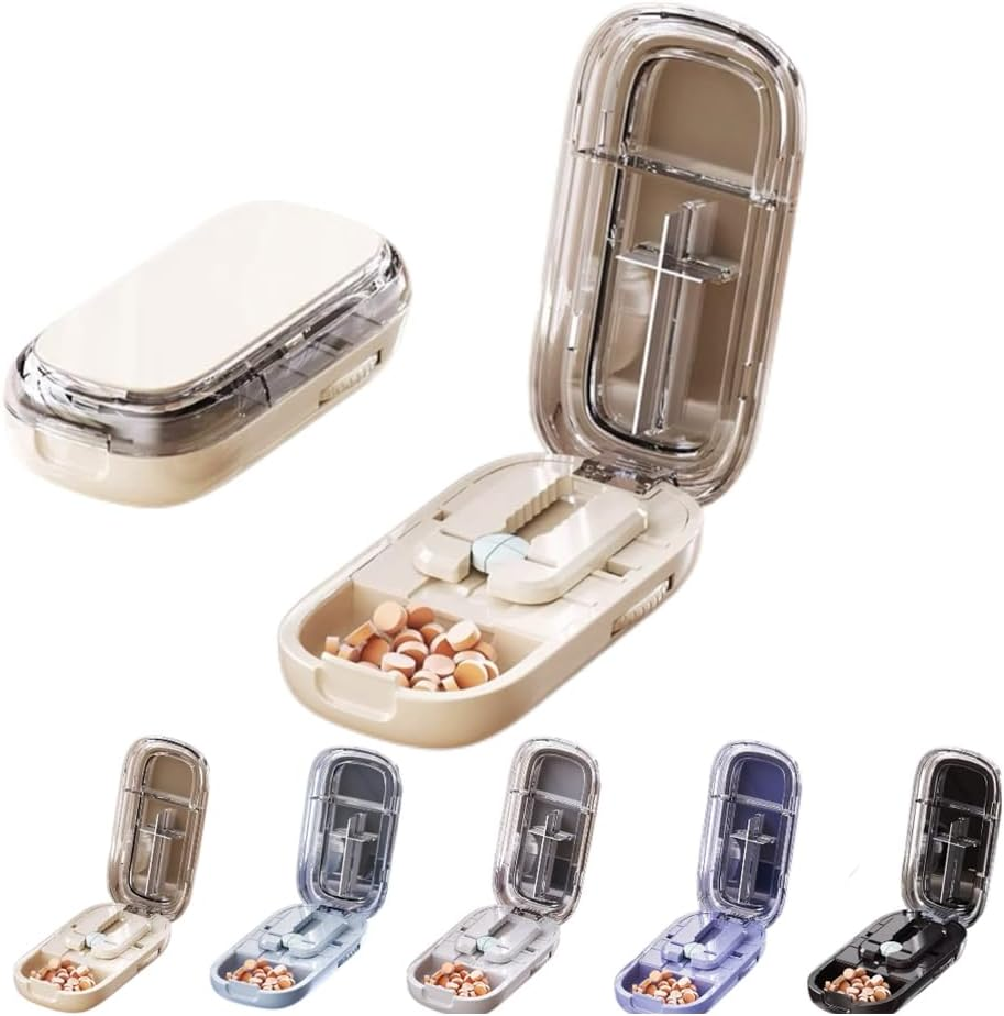 Echu Pill Cutter, Echu Pill Splitter, Adjustable 1/2 1/4 Splitter for Large, Small and Tiny, with Improved Sharp Blade, Professional Portable Pills Cutter for Small and Tiny Pills(Black)