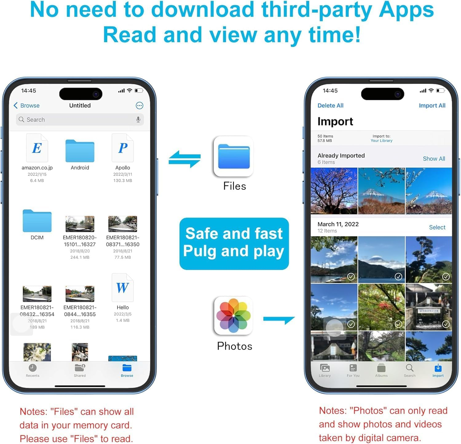 Lightning to SD Card Reader for Iphone/Ipad, Vrythn Memory Card Reader with Dual Slot for SD/TF Card Plug and Play, SD Card Viewer Lightning to Microsd Camera Adapter-St/Tf Card Reader image number 4