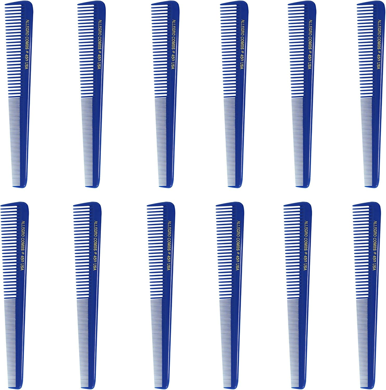 Allegro Combs 450 Tapered Hair Combs Barber Combs Hair Cutting Combs Hairstylist Combs Women'S Combs Men'S Pocket Combs 12 Pcs. (NEON PINK)