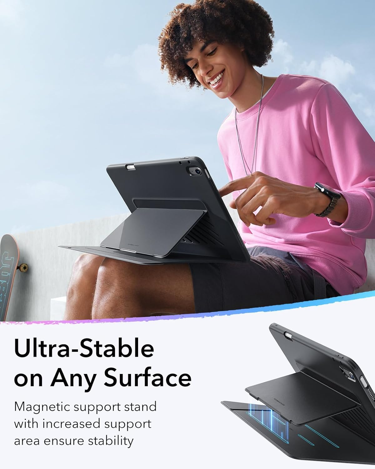 ESR for Ipad (A16) 11Th Generation Case, Ipad (A16) 11Th/10Th Gen Case (2025/2022), Vertical Stand Cover, Multi Stand Angles, Ultra-Stable Cover with Pencil Holder, Flip Series, Black