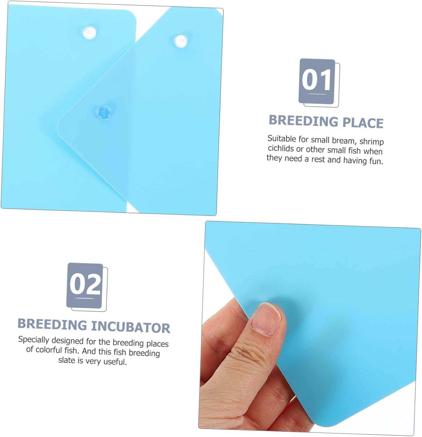 CLISPEED Fish Tank Breeding Plate with Suction Cups 2Pcs Blue Plastic Spawning Board for Aquarium Fish Breeding and Safety Isolation in Aquatic Pets Tank image number 3