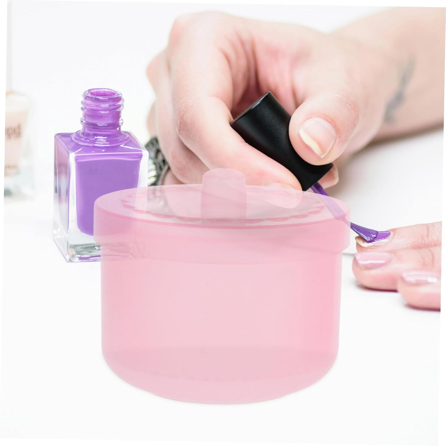 2Pcs Plastic Nail Tool Cleaner Box with Double-Layer Filter for Manicure Tweezers Sterilizer Tray Pink Organizer Case Suitable for Nail Art image number 5