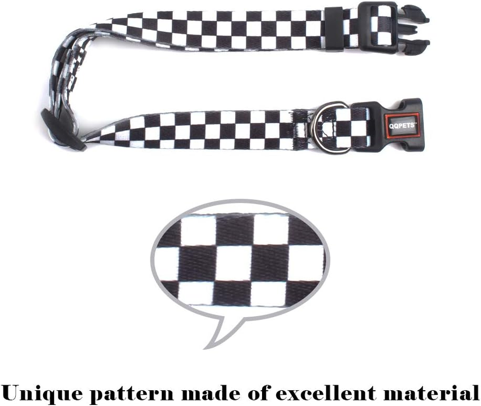 QQPETS Dog Collar Personalized Comfortable Adjustable Collars Large Big Dogs Outdoor Walking Running Training (L, Plaid) image number 2