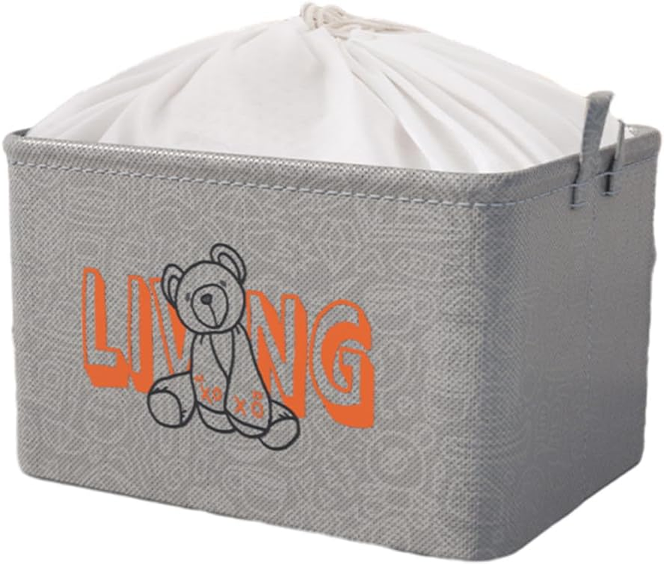 AIMALL Clothes Storage Box with Drawstring Closure Large Wardrobe Organiser for Clothes, Toys, and Sundries, Collapsible with Soft Handles