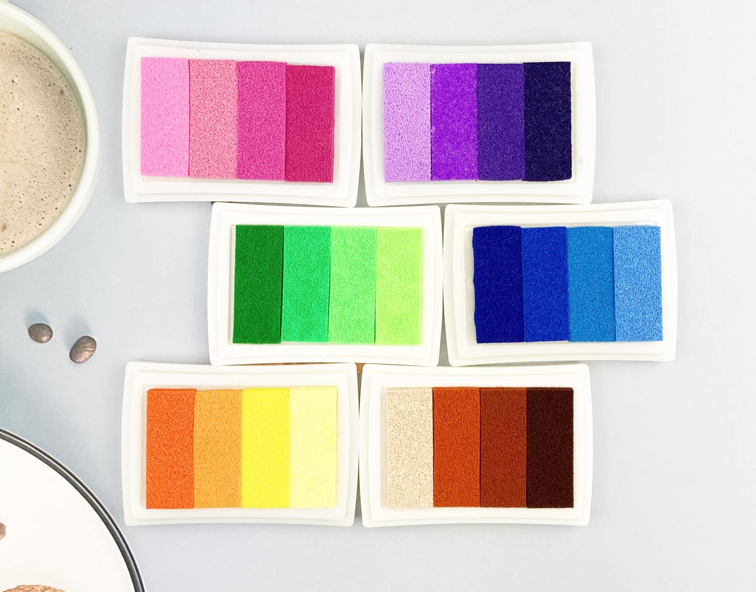 Becho Rainbow Ink Pad,Washable Inks,Finger Ink Pads Multicolor Color Craft Stamp Pad for All Ages,6-Pack,24 Gradient Colors image number 3