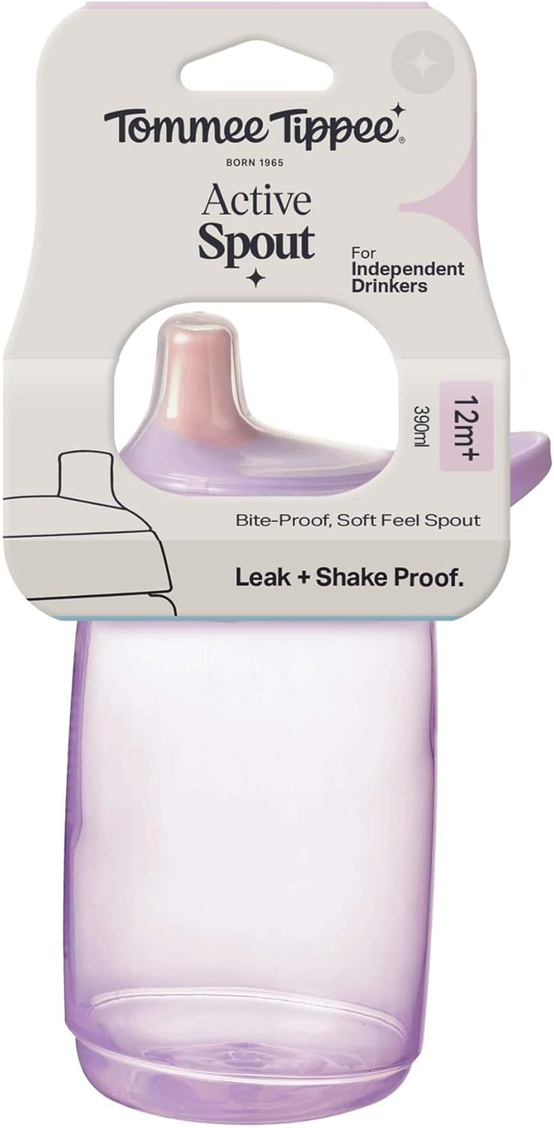 Tommee Tippee Active Straw Cup, 390Ml, Spill-Proof Toddler Water Bottle for 12 Months+, Flip Lid Helps Keep Straw Clean, Assorted Colours, 1 Pack