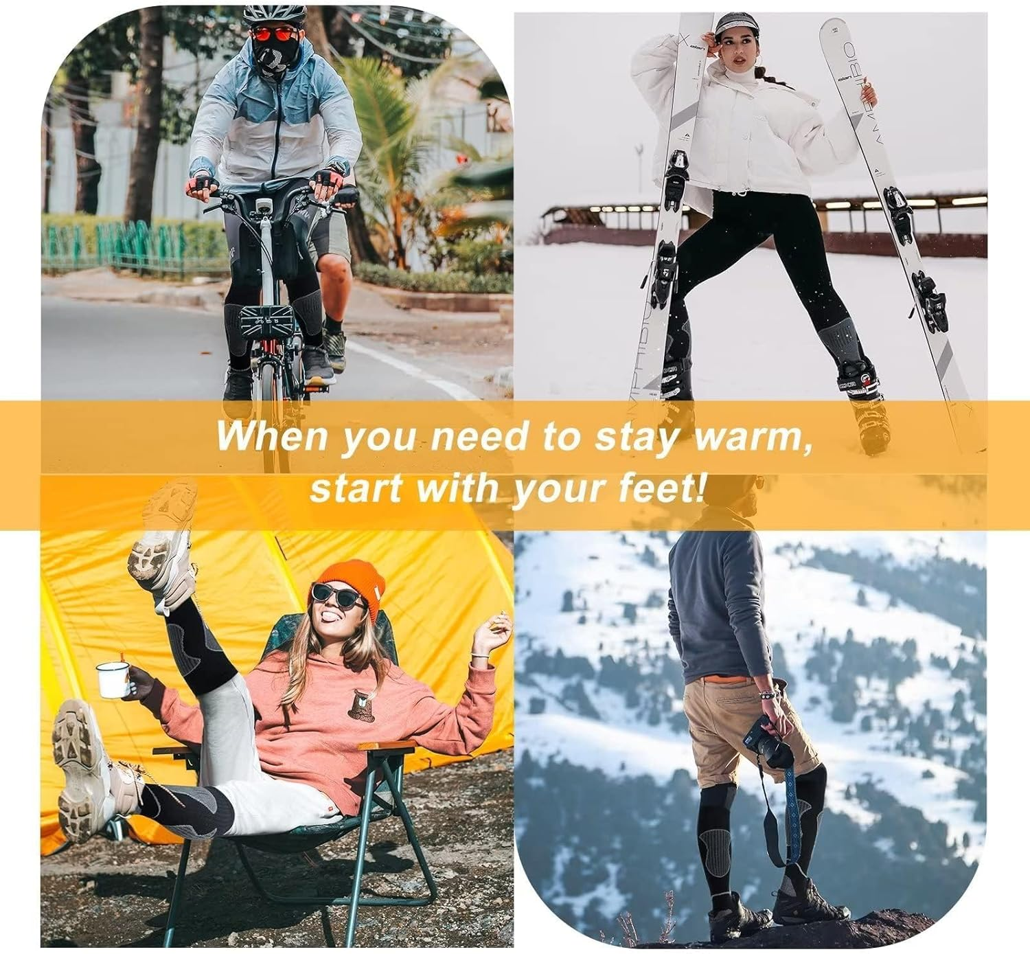 BLAZDEVE 2Pairs Ski Socks for Women Men, Thermal Knee High Snowboarding Skiing Socks, Breathable Compression Socks for Hiking, Snowboarding image number 1