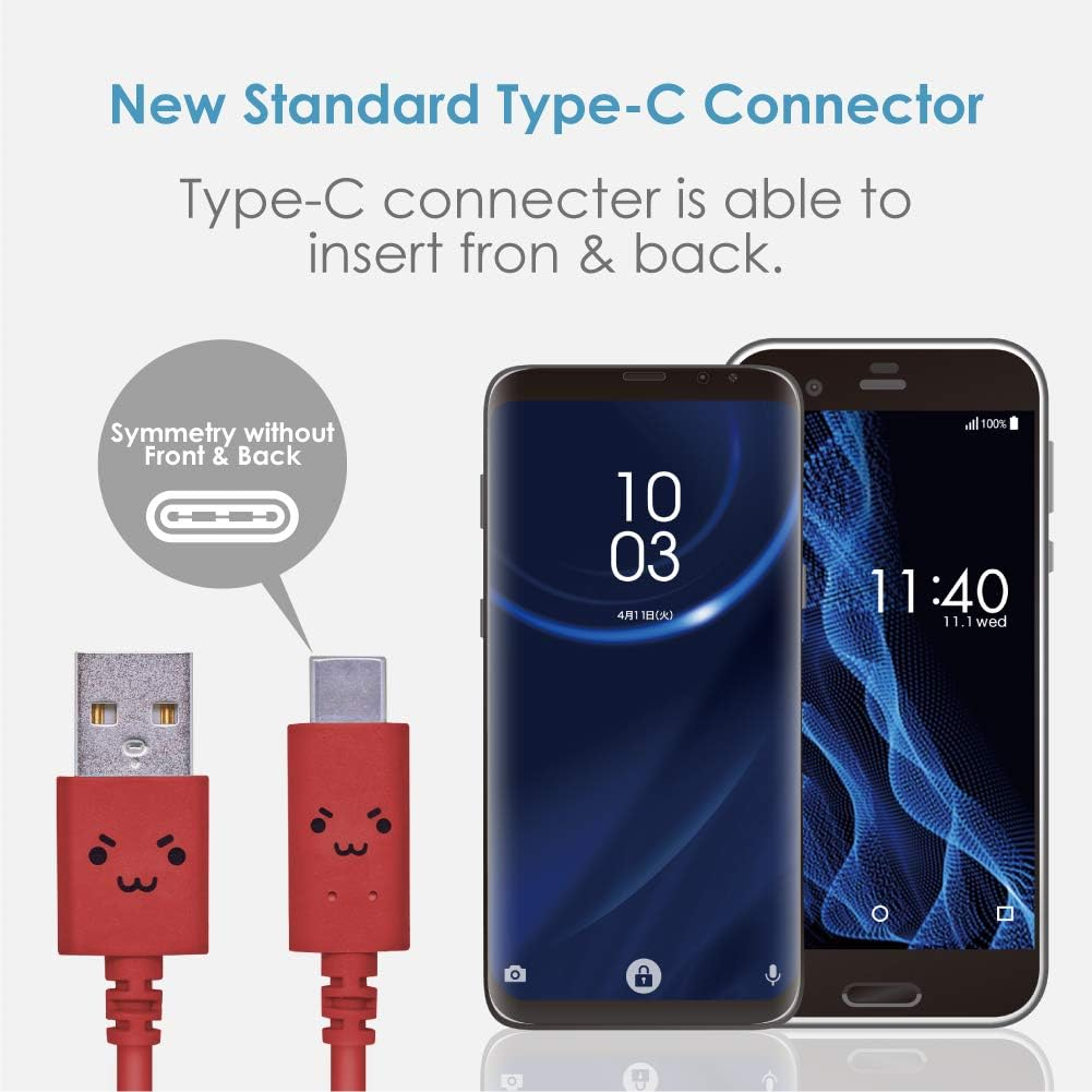 Elecom MPA-FAC12CRD USB Type-A to Type-C Charging Cable, 15W, 3A, Rapid Charging, USB 2.0 Compliant, 3.8 Ft (1.2 M), Red - Blue image number 2