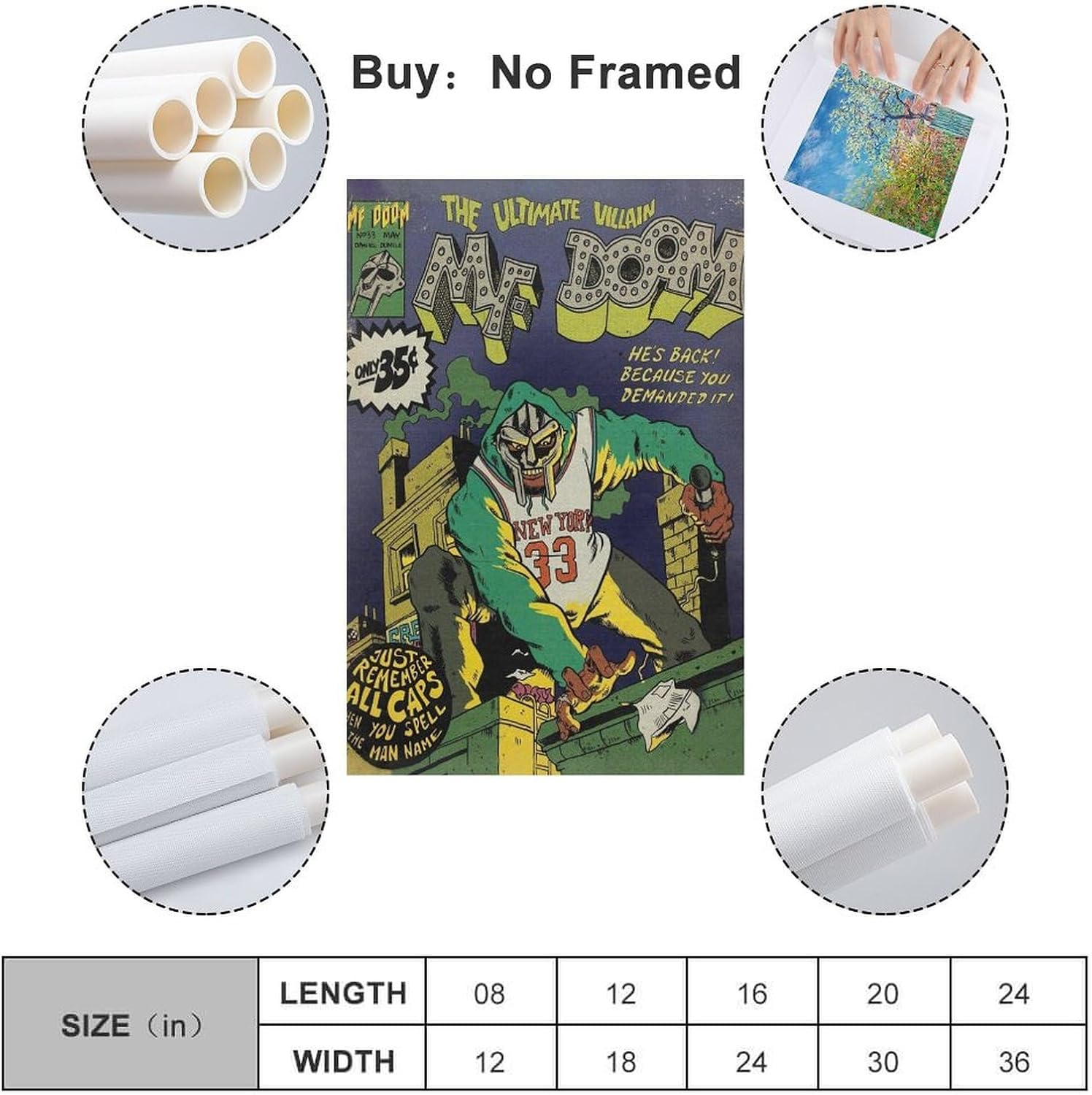 Mf Cartoon Music Art Poster Doom Poster Canvas Painting Wall Art Picture Home Decor Print for Bedroom Living Room Dorm Study Bar Office 12X18Inch(30X45Cm) image number 2