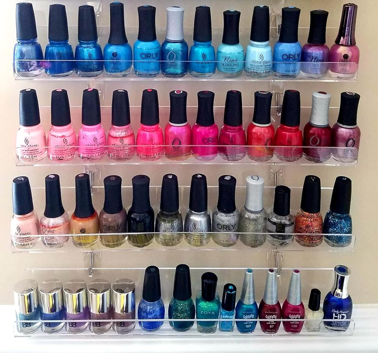 Acrylic Nail Polish Organizer Wall Mounted Nail Polish Display Racks 4 Pack Essential Oil Stand Holder Home Organizer image number 1