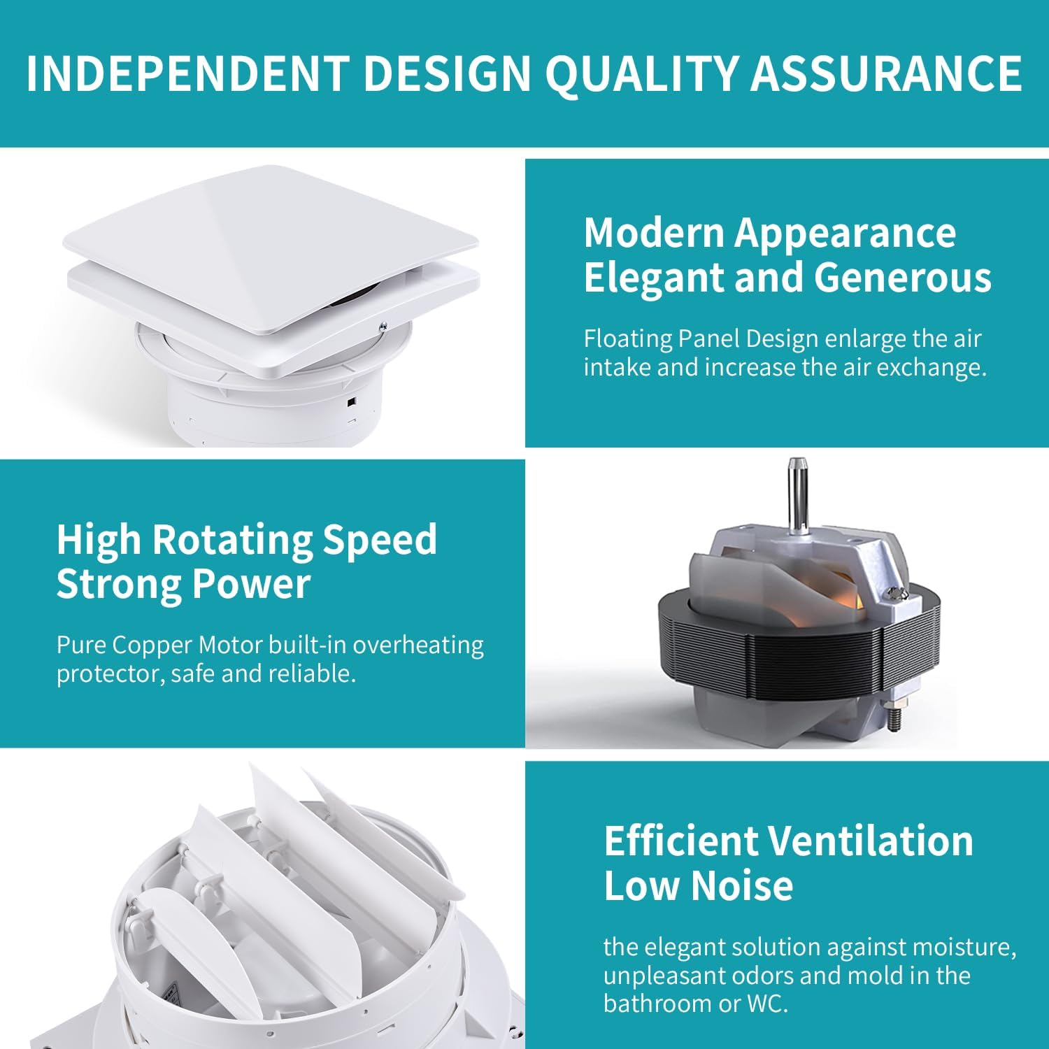 Fangofast 100 Mm Silent Bathroom Fan Ceiling Extractor White and Wall Mounted with Non-Return Valve for Toilet, Kitchen, Window, Loft and Basement image number 3