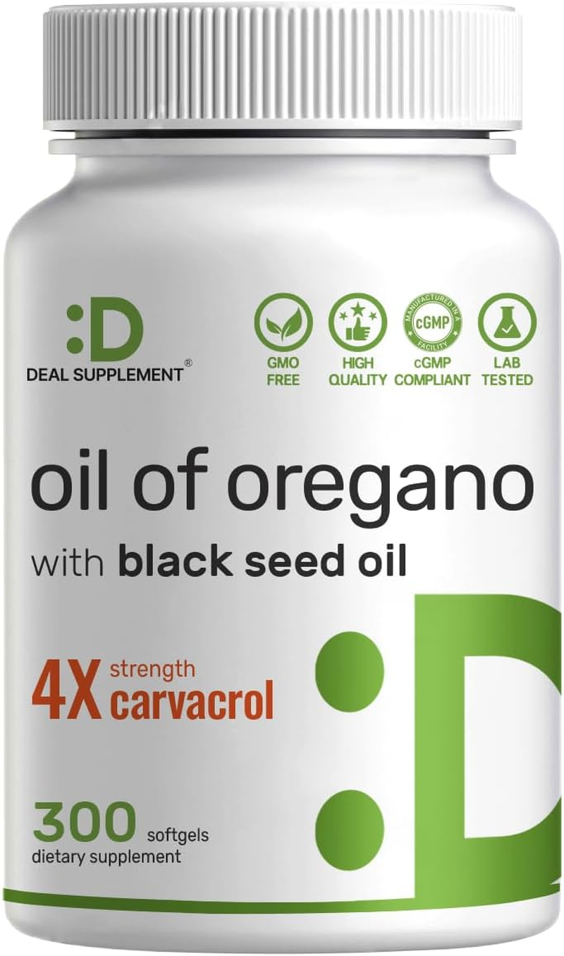 Deal Supplement Oil of Oregano Softgels with Black Seed Oil, 9,000Mg per Serving, 300 Count &ndash; 30:1 Extract, Active Carvacrol & Thymoquinone &ndash; Antioxidant Immune Health Support &ndash; Plant Based, Gmo-Free image number 3