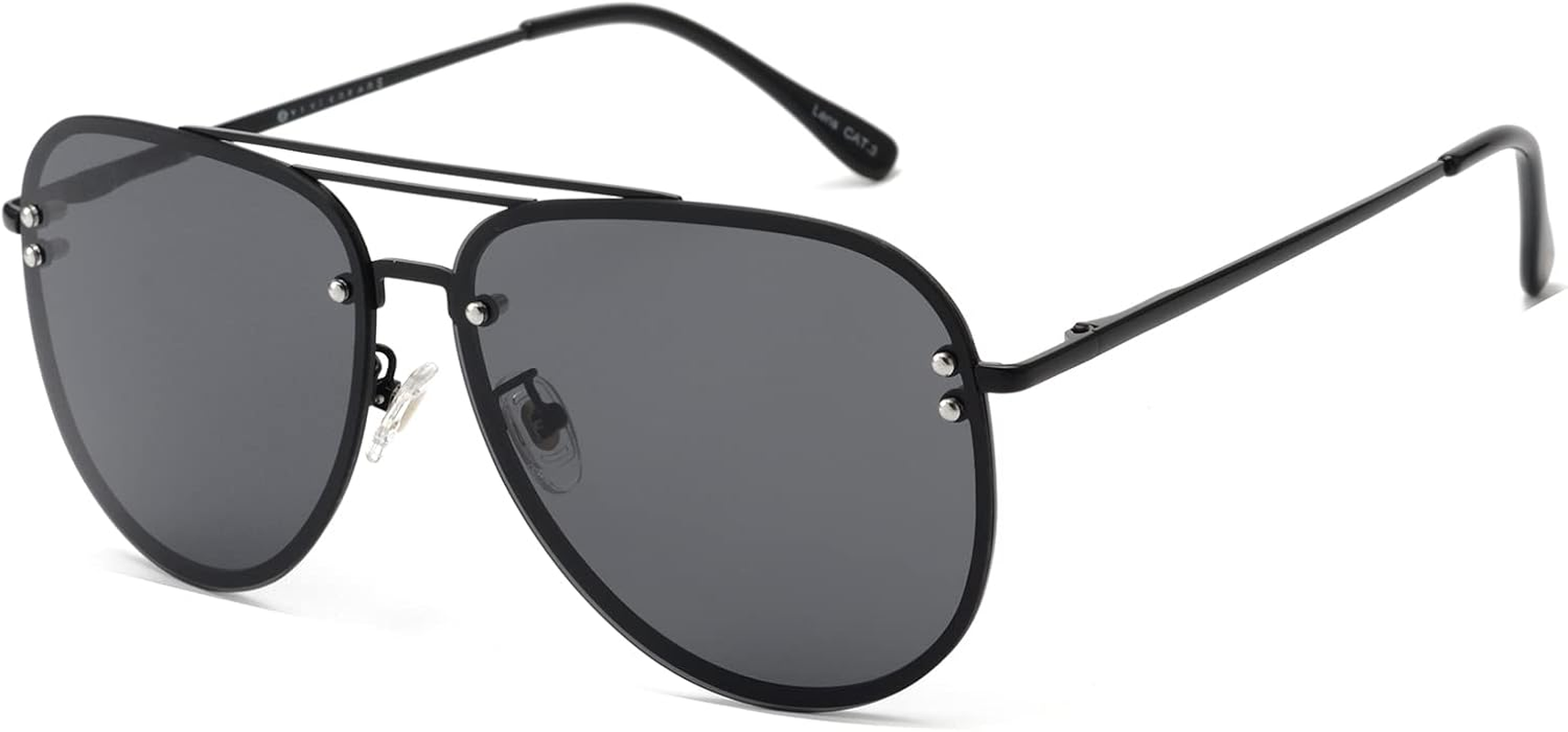 Premium Rimless Oversized Aviator Sunglasses for Women, Polarized PC Lens UV Protection Women&rsquo;S Shade VF2203