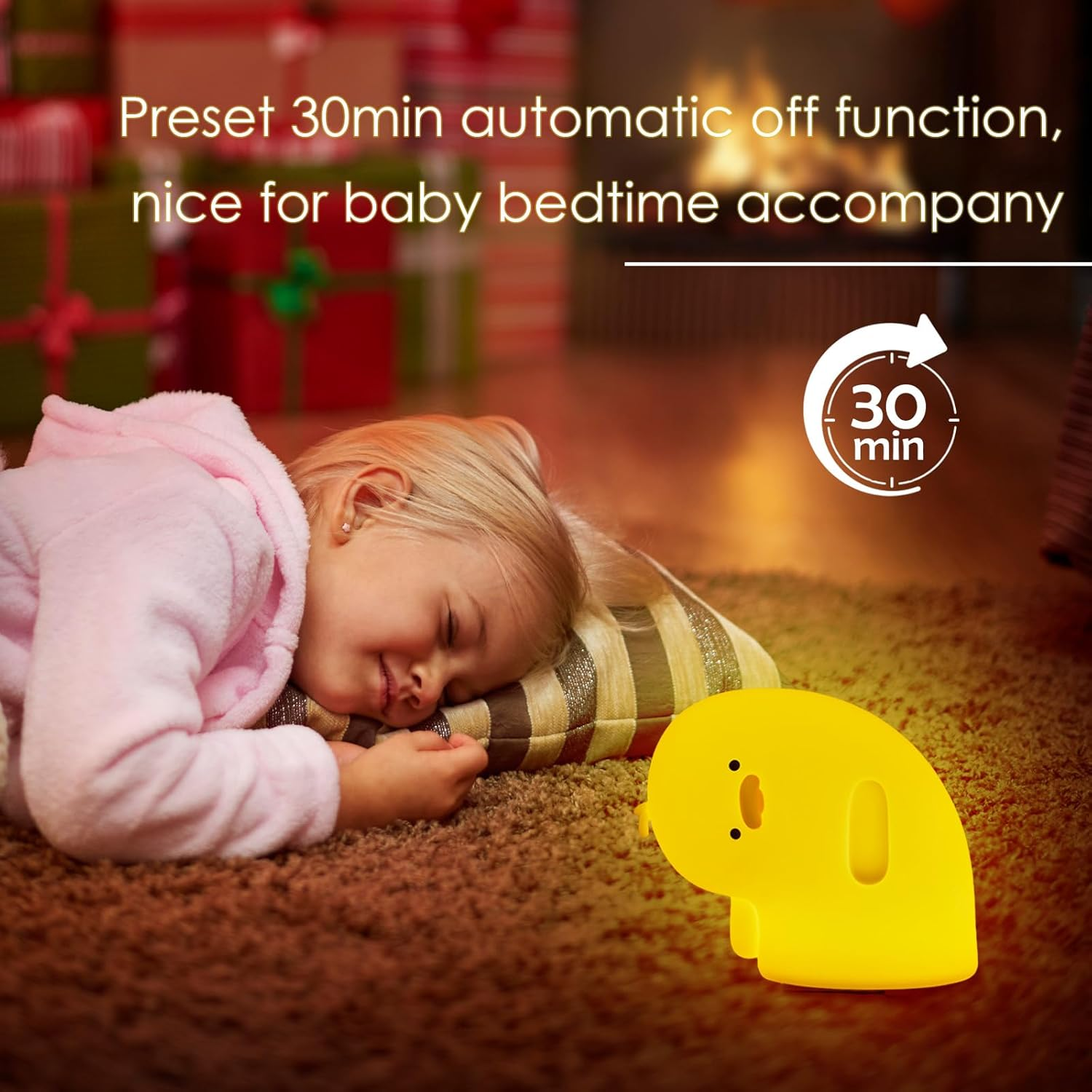 Kids Night Light for Bedroom,Cute Duck Decor Lights Touch Lamp,Gift Rechargeable Nightlight,Anime Night Lamps, Funny Gifts USB Portable Wireless Dimmable Ducks Feeding Bed Lamp (Yellow) image number 6