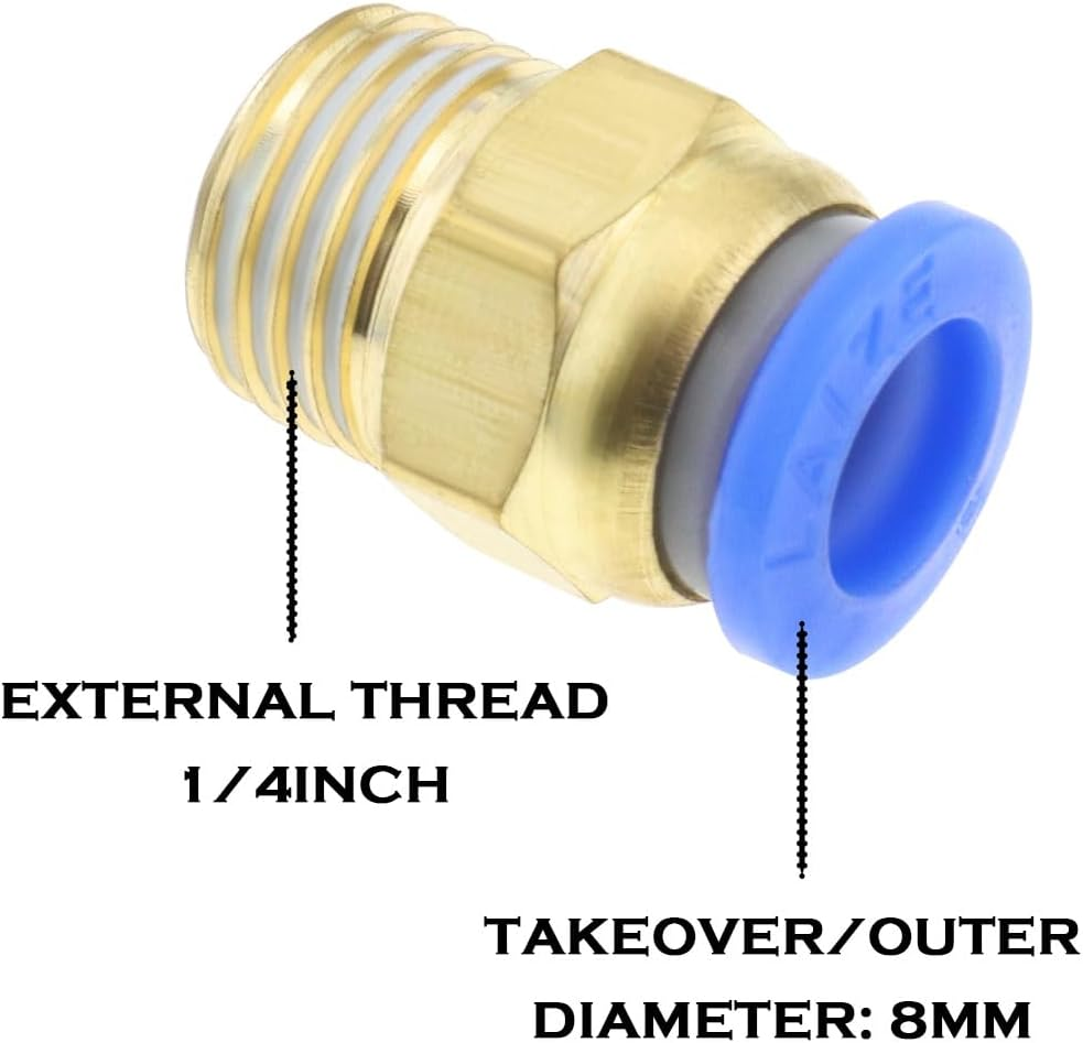 LT Easiyl 10PCS Straight Pneumatic Push-In Fitting 1/4 Inch Male to 8 Mm Tube OD Push to Quick Compressed Air Connection Plug image number 1