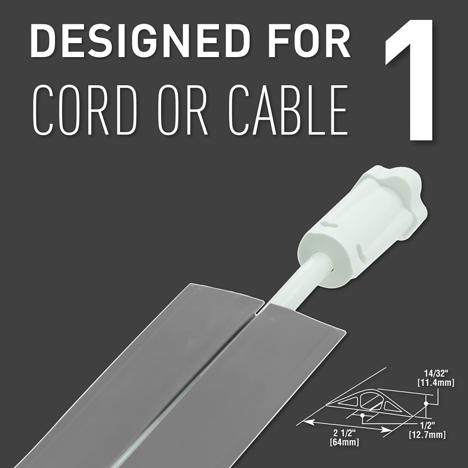 Wiremold Floor Cord Management Kit, Corduct, Cord Protector, Wire Organizer and Hider, Rubber Cable Cover and Concealer, Gray, 5 Feet, CDG-5