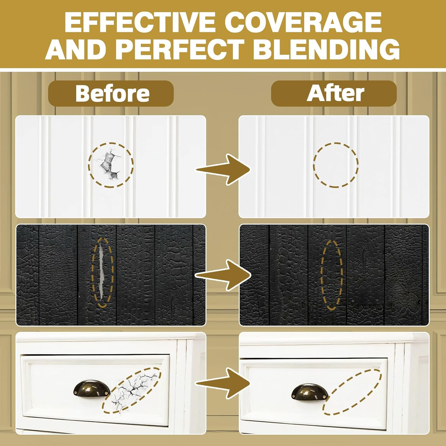 Astravox Wood Touch up Paint, 1.5 Oz White Paint for Wood Repair Scratches, Spots and Chips, Strong Adhesion Waterproof Quick Dry for Doors Tables Furniture Kitchen Cabinets Dressers - Black001 image number 3