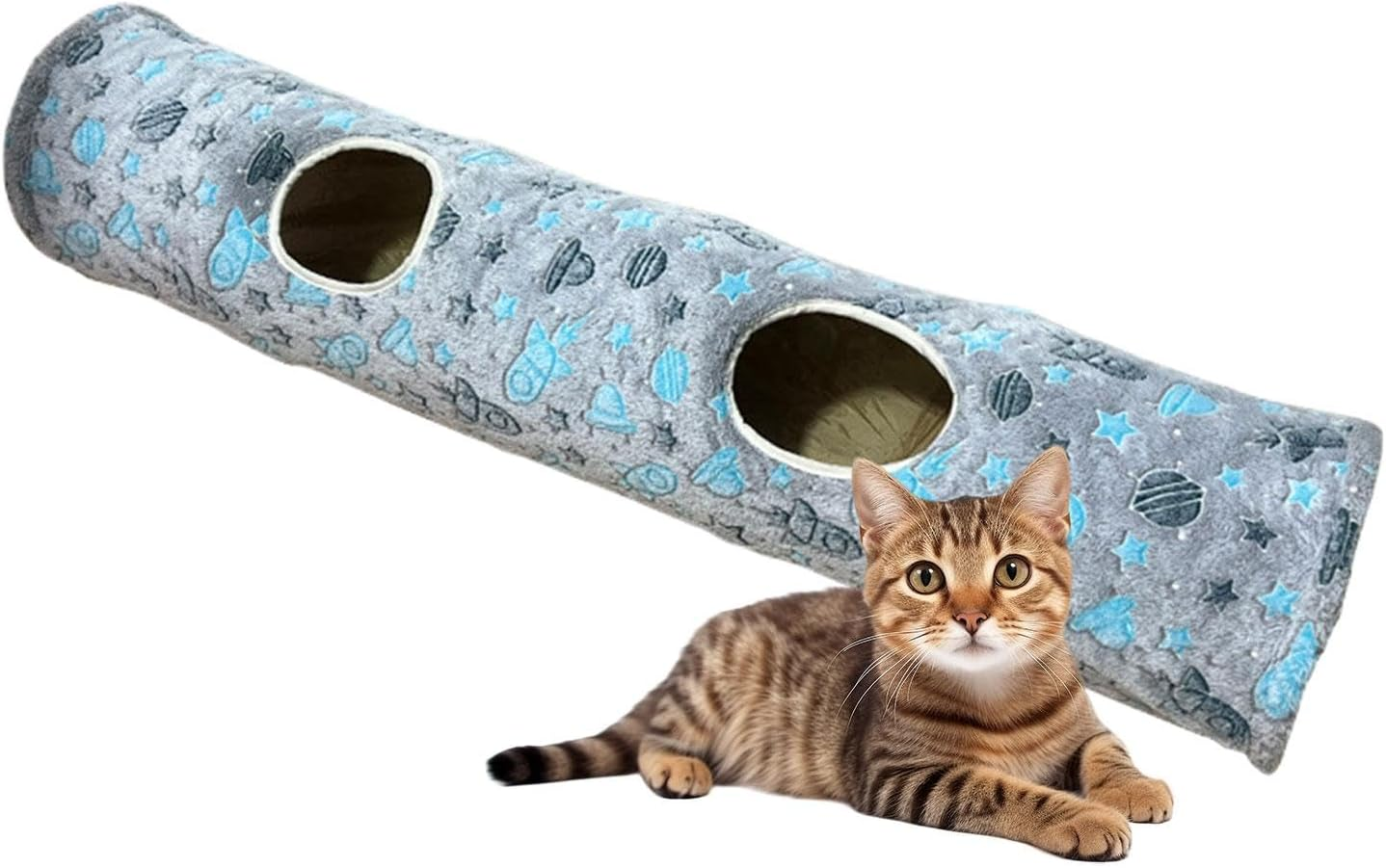 Kitten Tunnel, Glowing in the Dark Cat Toy Tube, Cat Hideaway, Crinkle Tunnel, Straight Entertaining Cat Toys, Cat Bag Toy for Small Pets, Cats
