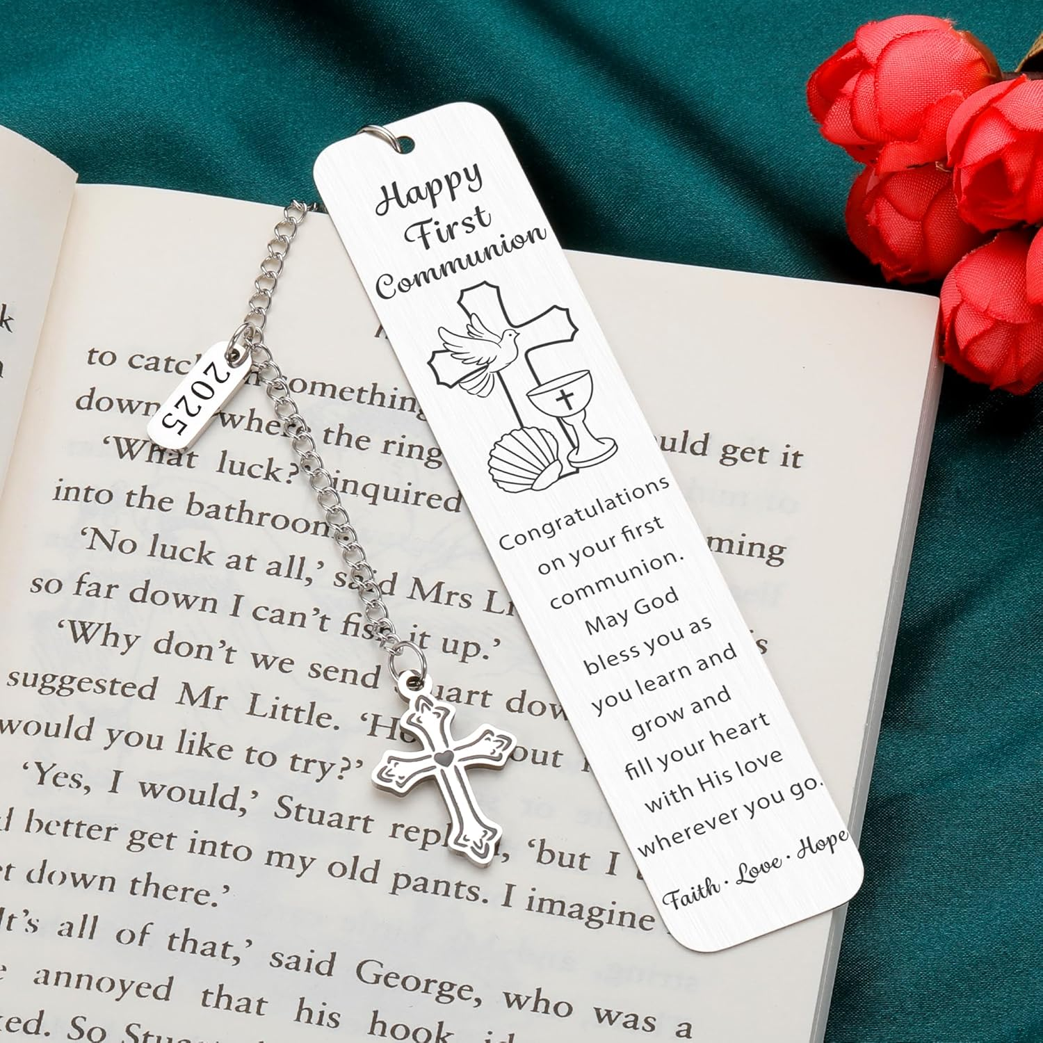 First Communion Gifts for Girls First Communion Gifts for Boys Women Men 1St Holy Communion Bookmark Baptism Confirmation Gifts for Teen Easter Basket Stuffers Christian Religious Easter Gifts for Kid image number 2