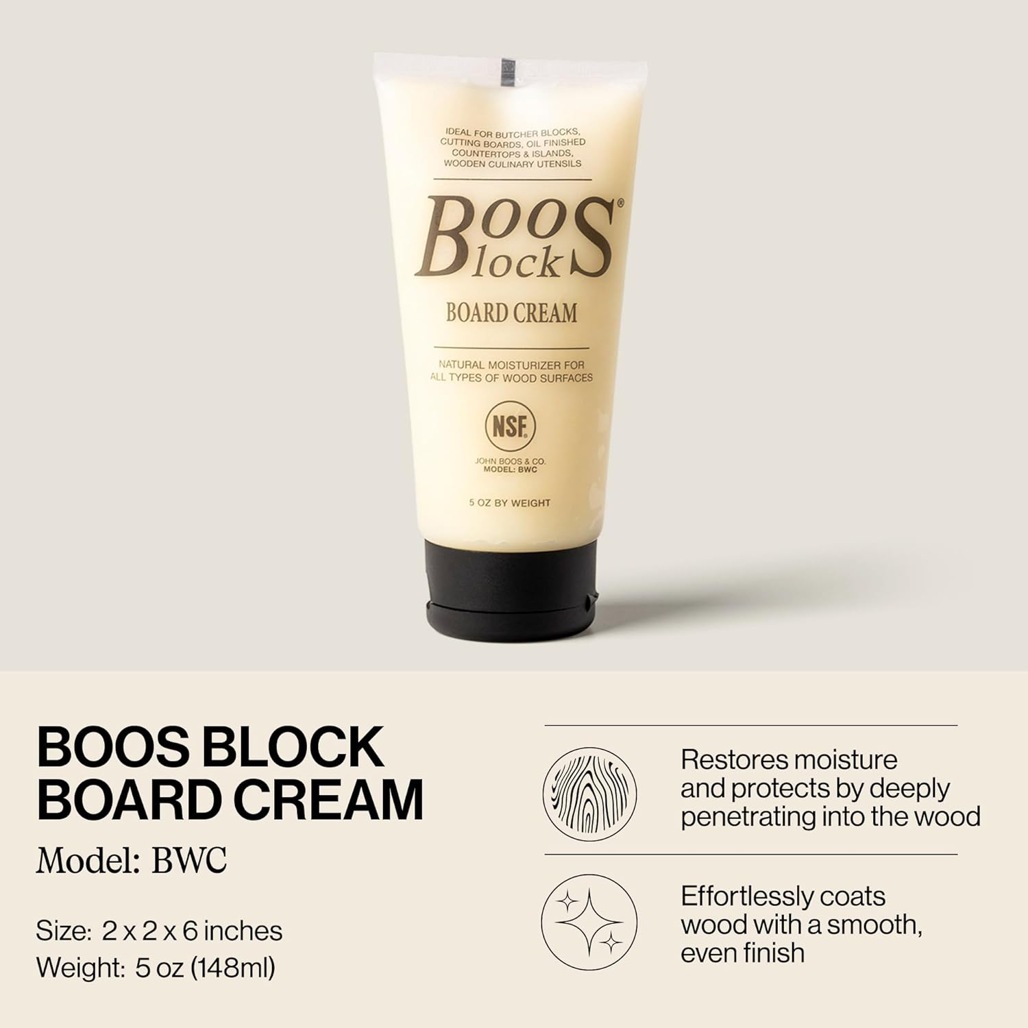 John Boos Block BWCB Butcher Block Board Cream, 5 Ounce