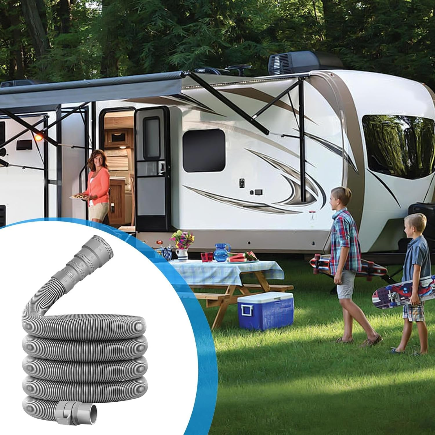 Rv Sewer Hose Kit, 2M/6M/10M Leakproof Caravan Drain Pipe, Adjustable Hose Foldable Pipe, for Repair Holiday Outdoor Vacation Travel Vehicle image number 6