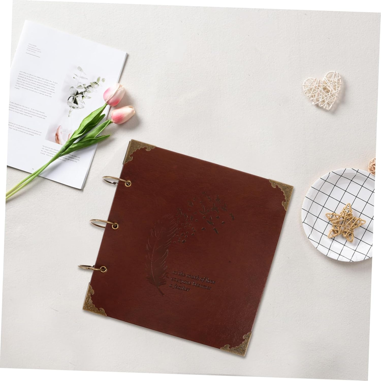 Garneck DIY Photo Album PU Cover Compact Scrapbook Album for Family Memories Travel Keepsake Lightweight Design for Friends Couples Present Option image number 4