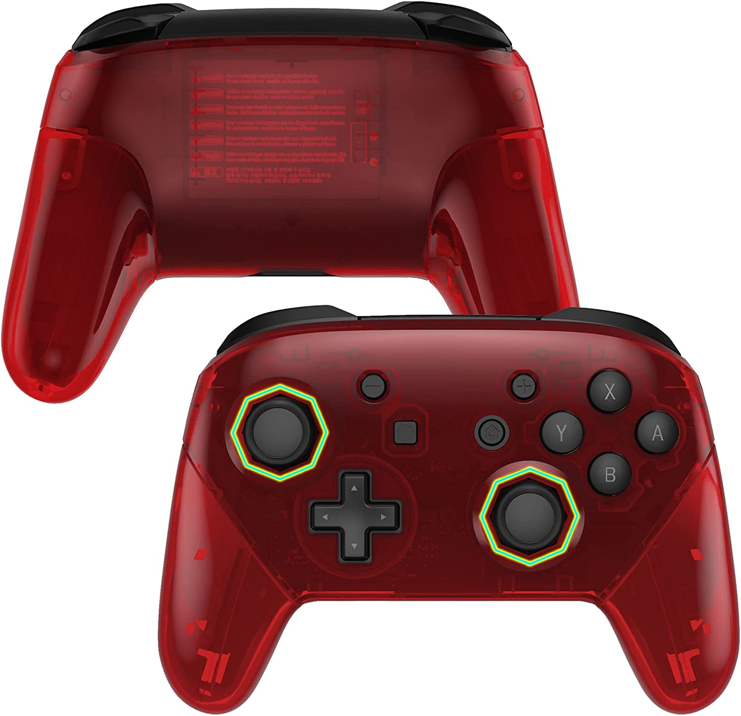 Extremerate Clear Red Octagonal Gated Sticks Faceplate Backplate Handles, DIY Replacement Grip Housing Shell Cover for Nintendo Switch Pro Controller - Controller NOT Included image number 5
