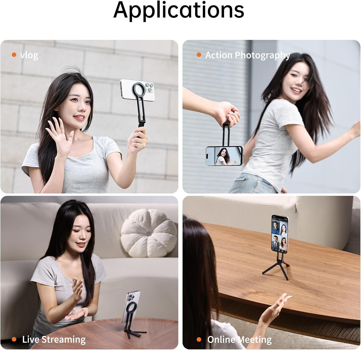 ULANZI MA30 Magnetic Phone Tripod Stand for Iphone - Aluminium Maglock Smartphone Mini Tripod Pocket Cell Phone Stand Dual-Sided Magnet Quick Mount Compatible with Iphone 17 16 15 14 13 12 (Black) - Dark Gray image number 6