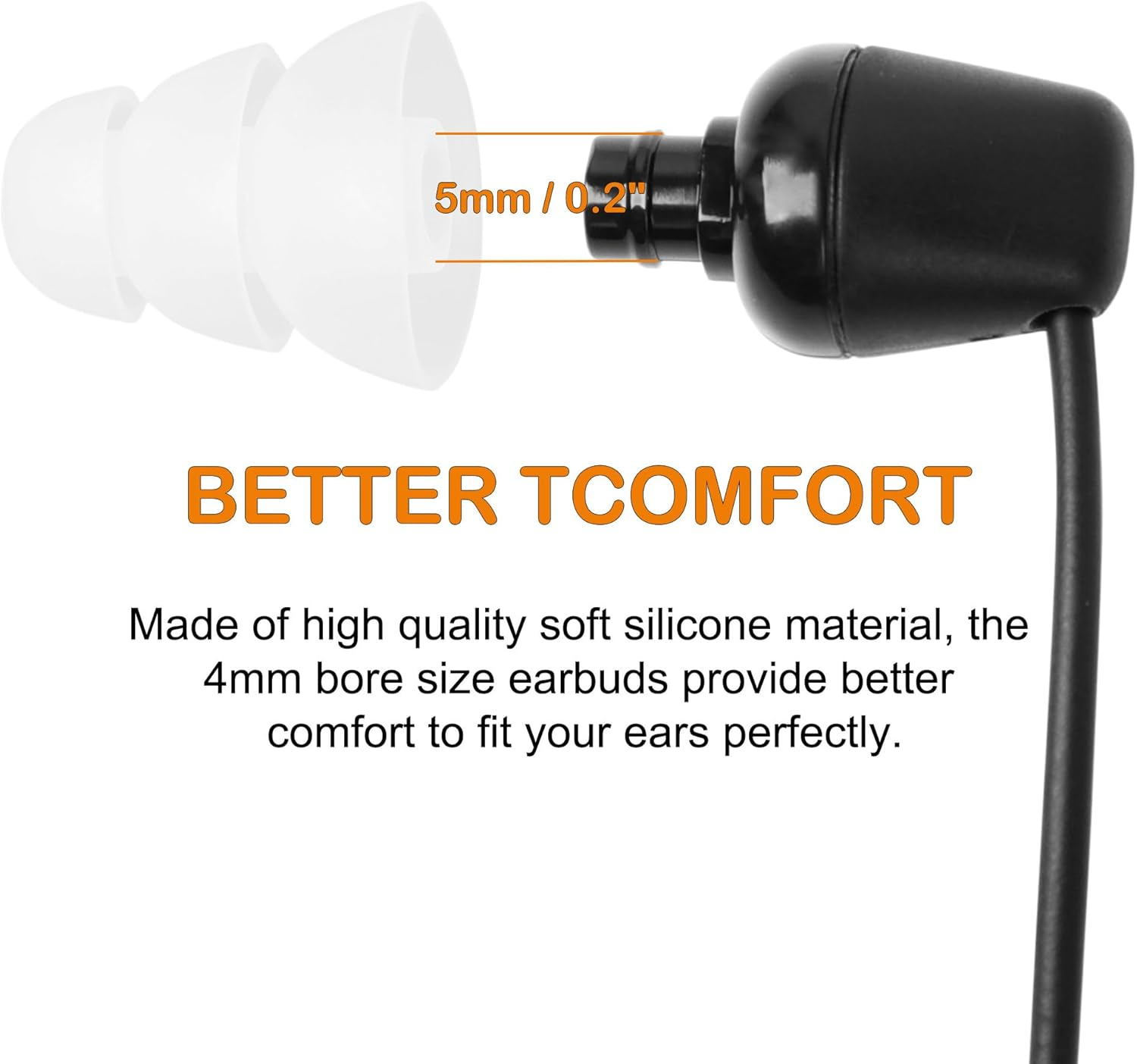 Uxcell 10Pcs Replacement Earbuds Tips, Soft Silicone Earpads with Three Flanges Noise Reduce Eartips,Ear Cushion Earpads with 5Mm Connector Hole Fit Most In-Ear Headphones Earphone, Clear image number 3