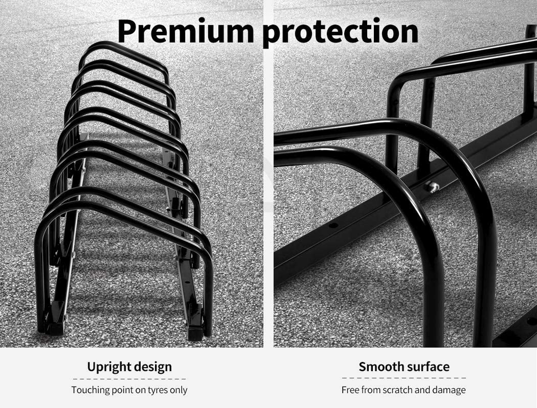 6 Bike Stand Outdoor Bicycle Floor Parking Rack Indoor for Garage Storage,Fits 16Inch 18Inch 20Inch 24Inch 26Inch 27.5Inch 29Inch Kids Mountain Bicycle Speed Cycling City Bikes Wheel,Black image number 2