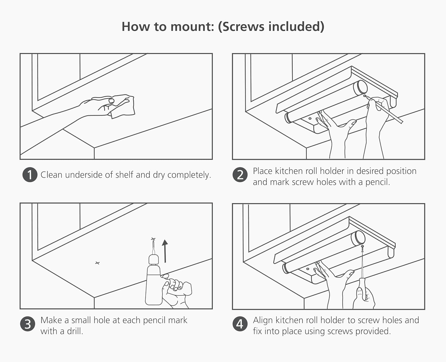 Joseph Joseph Rollgrip under Cabinet Kitchen Roll Holder, Space-Saving, Spring Tension Arm, Easy One-Handed Tearing, Fits 140Mm Rolls image number 1