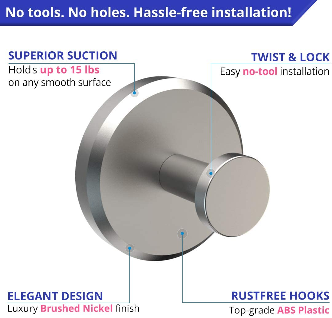 HOME so Robe Hooks Brushed Nickel 2Pk image number 5