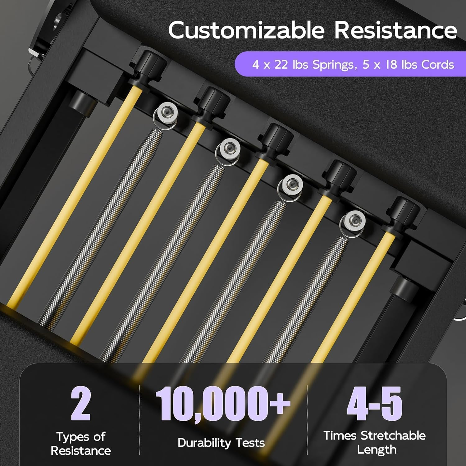 PTEROMYS Pilates Reformer, Foldable Reformer Pilates Machine & Equipment for Home Use and Gym Workout, Suitable for Advanced and Beginners Users, up to 400 Lbs Weight Capacity - Black image number 6