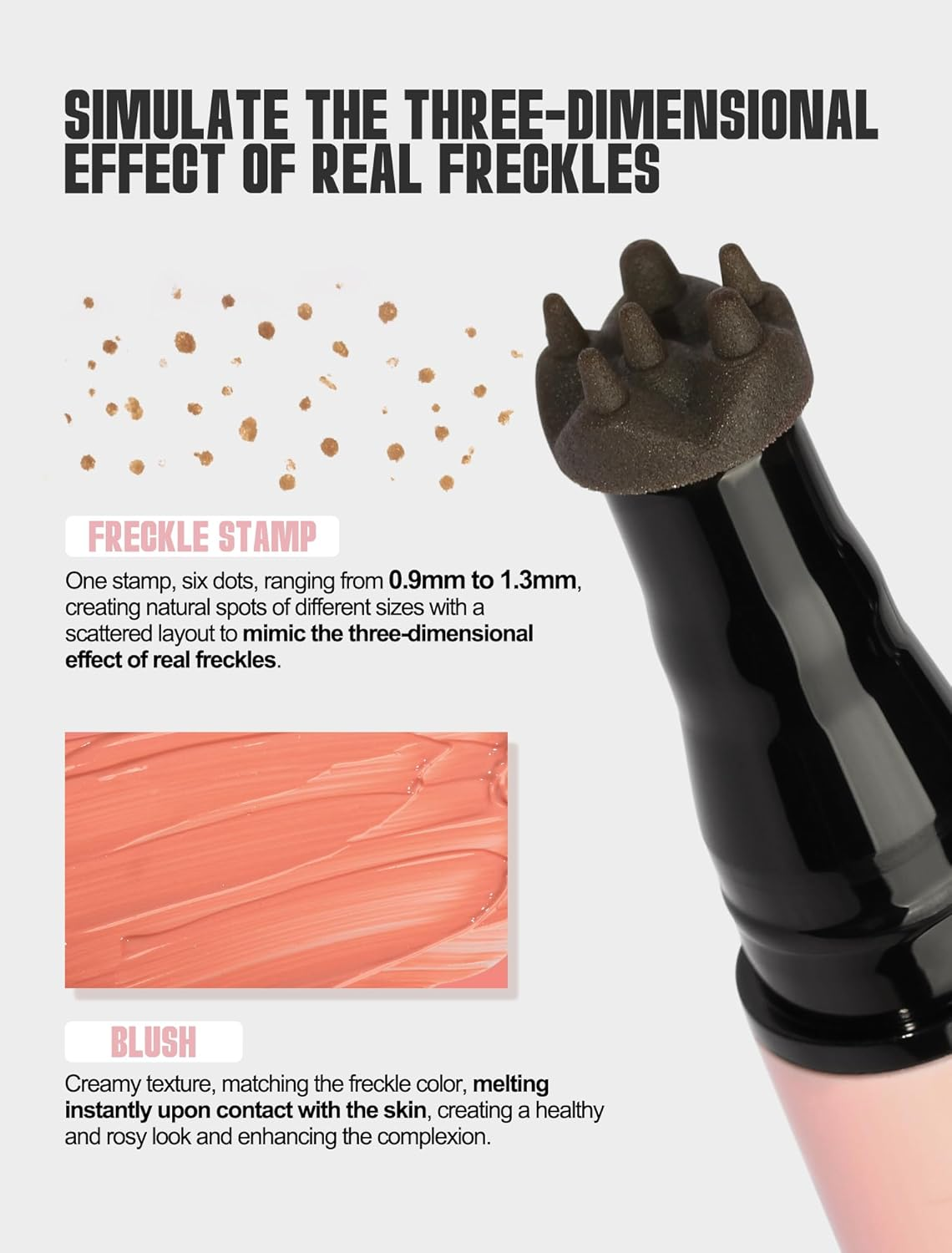 Anglicolor 2 in 1 Freckle Pen, Faux Freckle Pen Stamp with Blush, Quick-Drying, Waterproof, Long-Lasting, Freckle Sizd Dot for Realistic 24H Freckle Natural Makeup (01 Light Brown+Soft Nude Pink)