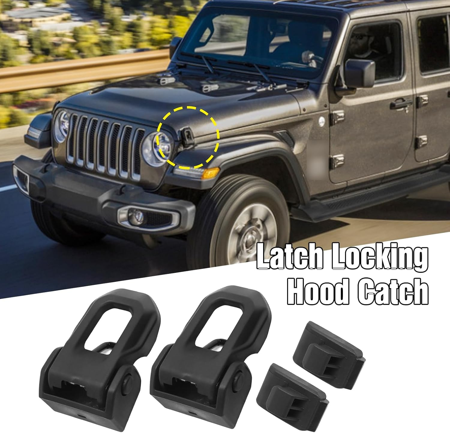 2Pcs Latch Locking Hood Catch Kit Replacement for Jeep Wrangler JK JL 2 Door & Unlimited 4 Door 2007 2008 2009 2010 2011 2012 2013 2014 2015 2016 2017 2018 Hood Locking Mechanism Kit image number 5