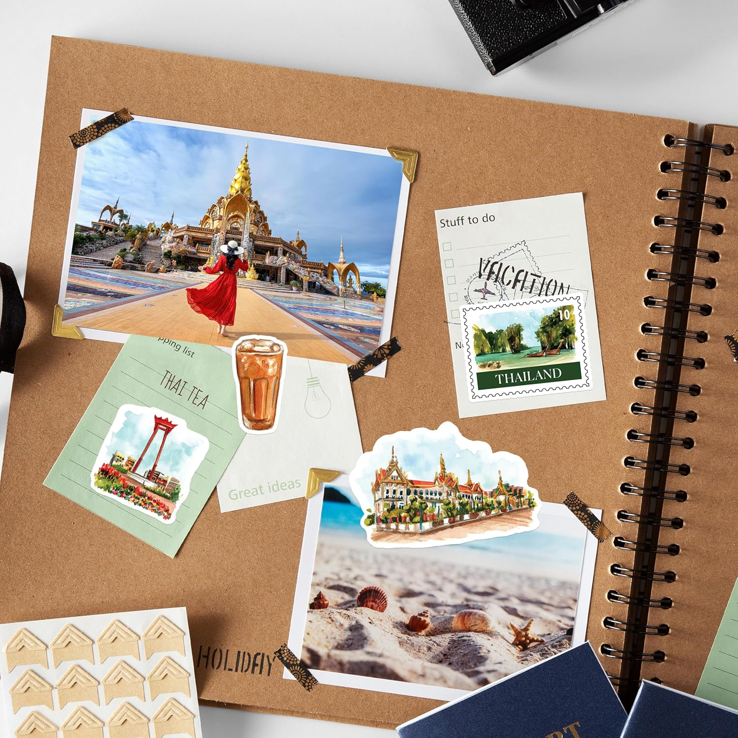 New Navy Peony Amazing Thailand Travel Stickers (30Pcs)-Watercolor Country Themed Iconic Vacation Decals for Journals, Scrapbooks, Water Bottles image number 5