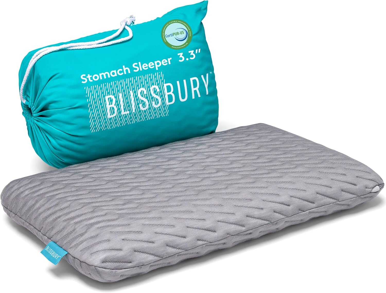BLISSBURY 8.5Cm Super Thin Pillow for Sleeping | Premium Memory Foam Flat Pillow for Stomach Sleeper | Back & Stomach Sleeping Pillow | Certified Foam for Neck & Back Support, Removable Case image number 1