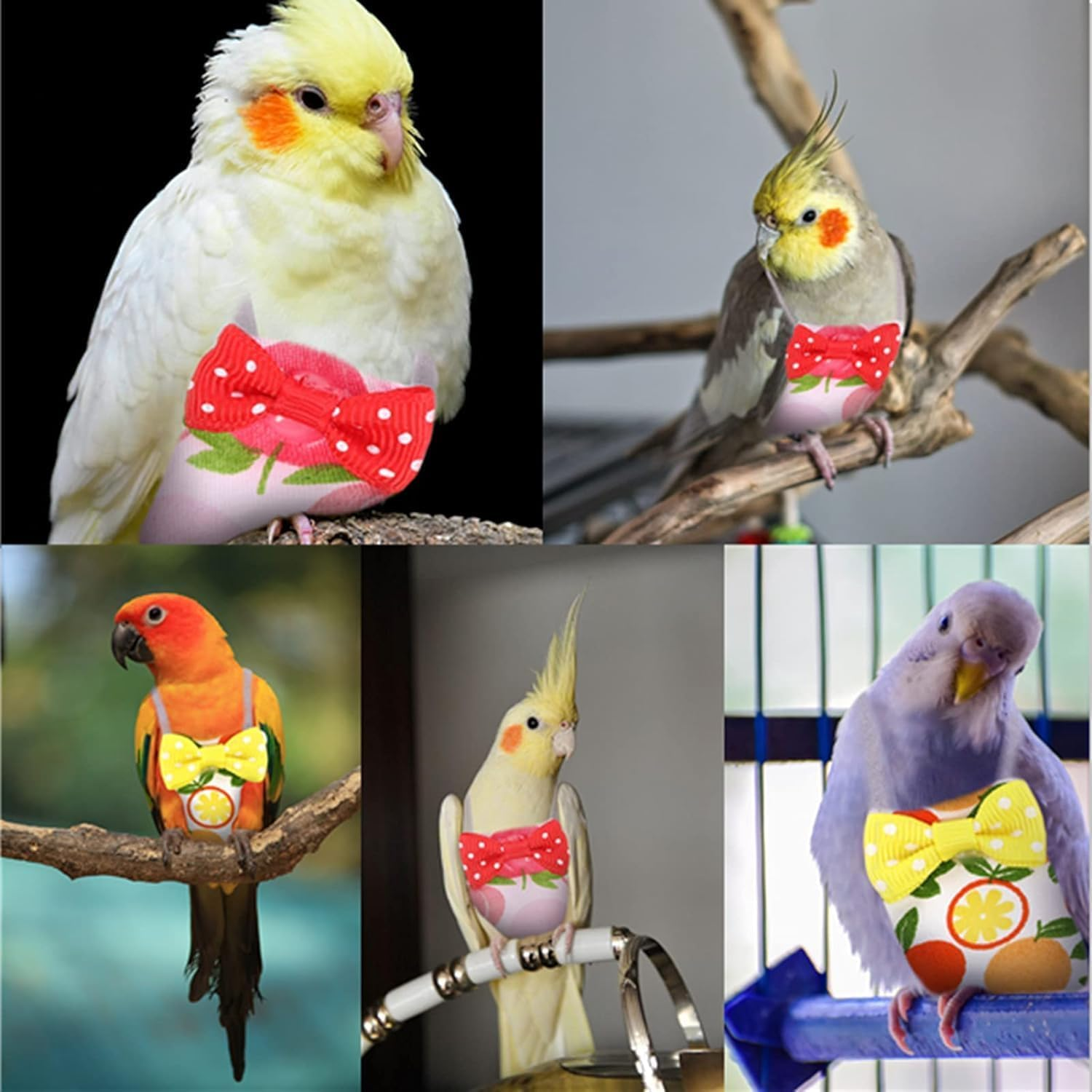 Bird Diaper Parrot Washable Diapers, Parrot Flight Suit, Parakeet Diaper Reusable Nappies for Parakeet Cockatiel Mini Macaw Budgie Canary 2 Pcs
