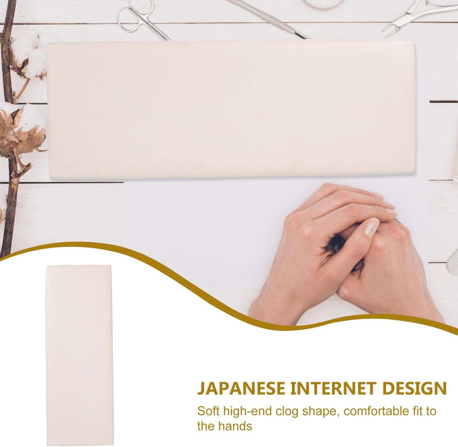 VICASKY Nail Arm Rest Cushion with Wooden Base Thickened Sponge Filling Ergonomic Hand Support for Manicure Comfortable Chic Design for Professional Salons Home Use image number 3