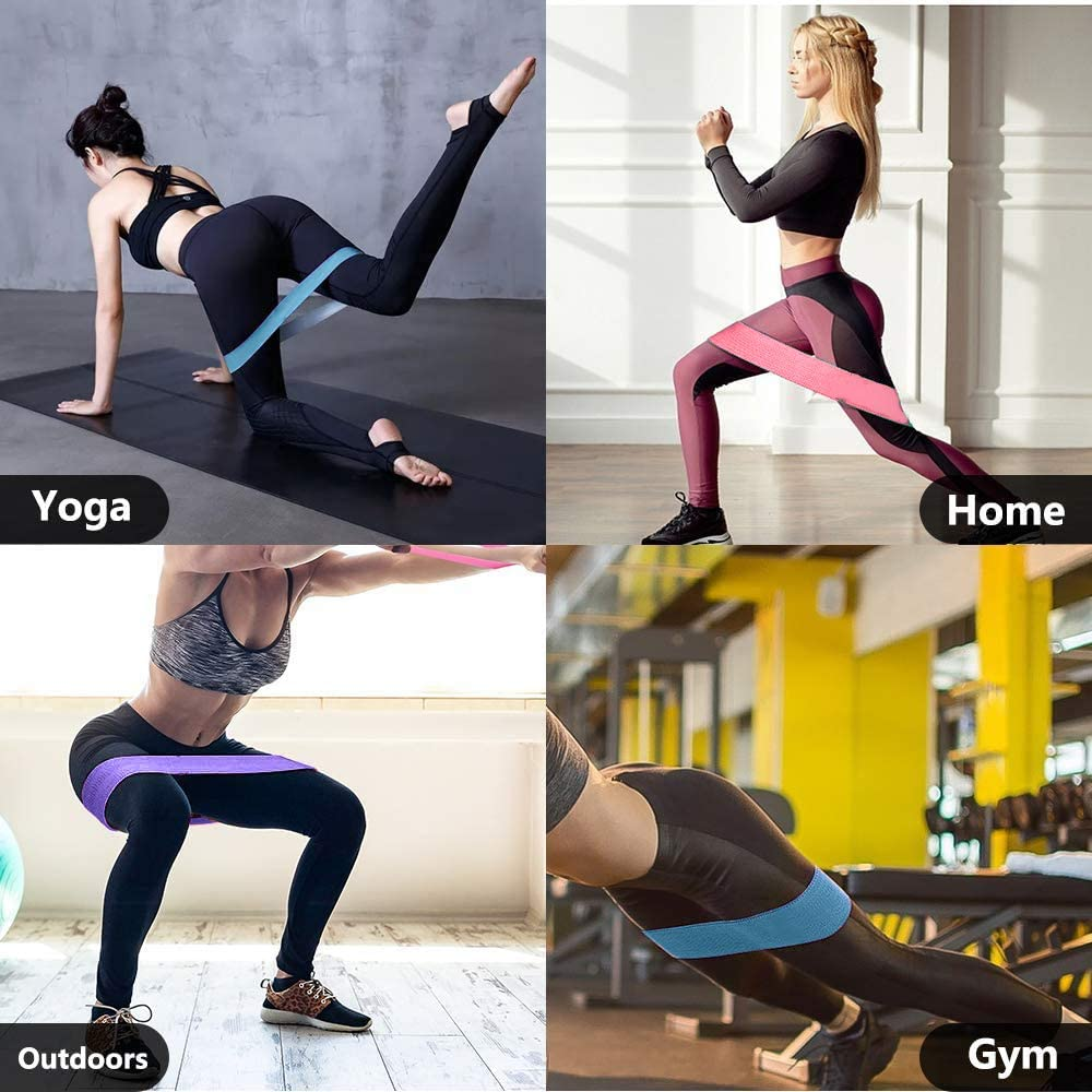 Fabric Resistance Bands Set of 3 for Legs and HIPS, Booty Bands Heavy Duty Non-Slip for Glutes, Squats, Stretching, Gym Exercise and Home Workout, Resistance Bands, Workout Bands with Carrying Bag image number 2