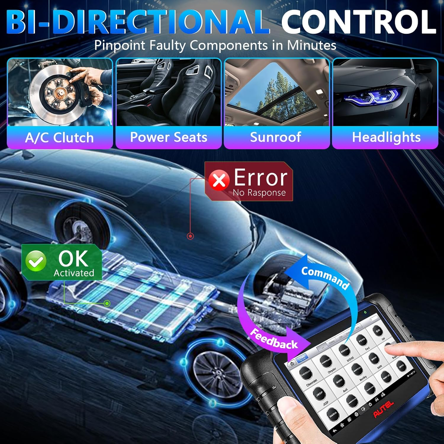 Autel Key Programmer Maxiim IM508S, 2024 Android 11 Version of Autel IM508 IMMO Key Fob Programming Tool, OBDII Diagnostic Tool Same as MK808BT Pro Bi-Directional Scanner with 36+ Services image number 3