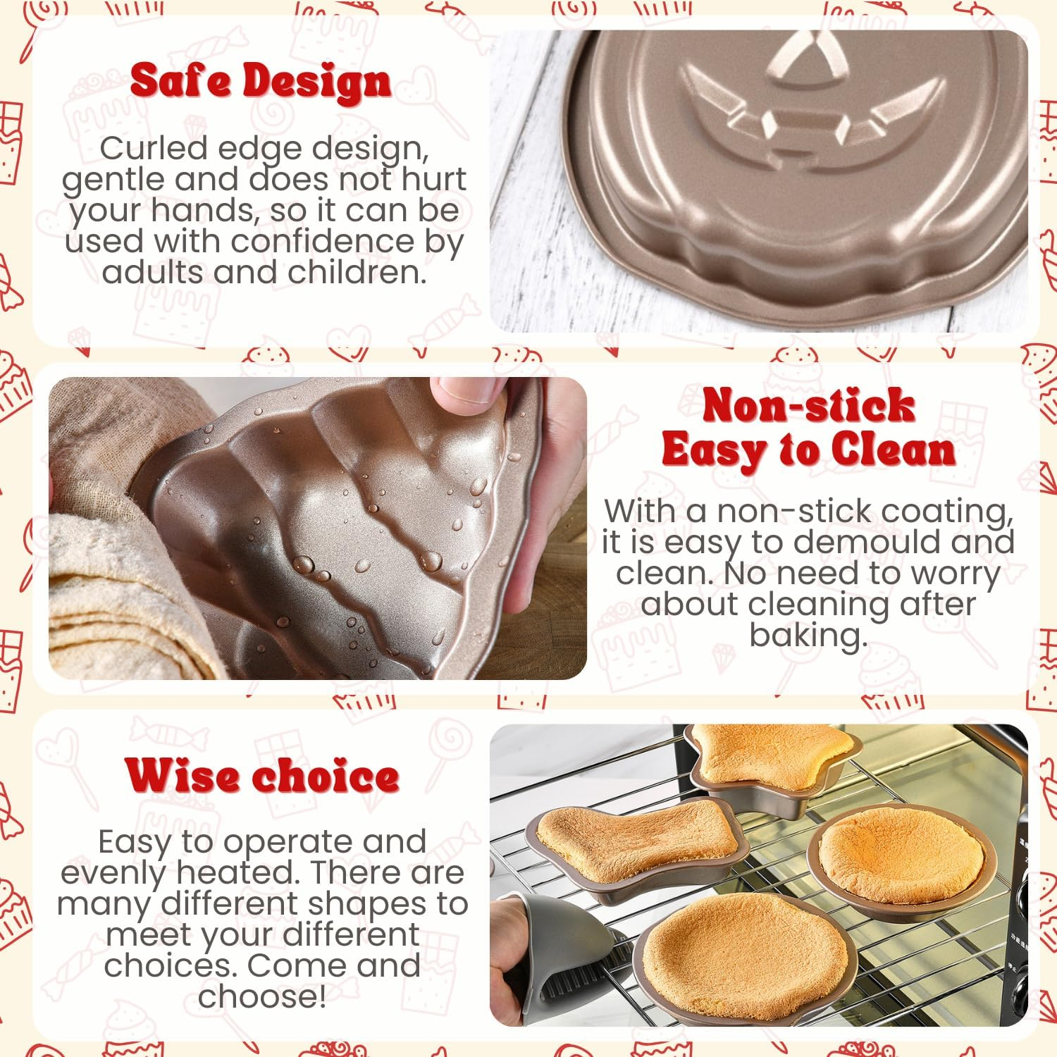 Crethinkaty Christmas Tree Shape Mini Cake Pan Pie Molds, 5.3 in Cake Tin Non Stick Bakeware for Christmas Cake Chocolate Fondant Sweets Baking Molds image number 6