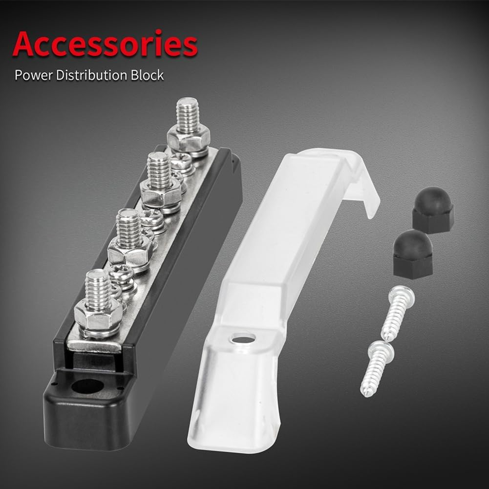 Elqater Positive and Negative Bus Power Supply 12V Distribution Block /M6 Automotive Terminal Block Stud Marine Terminal Bus Easy Install image number 5