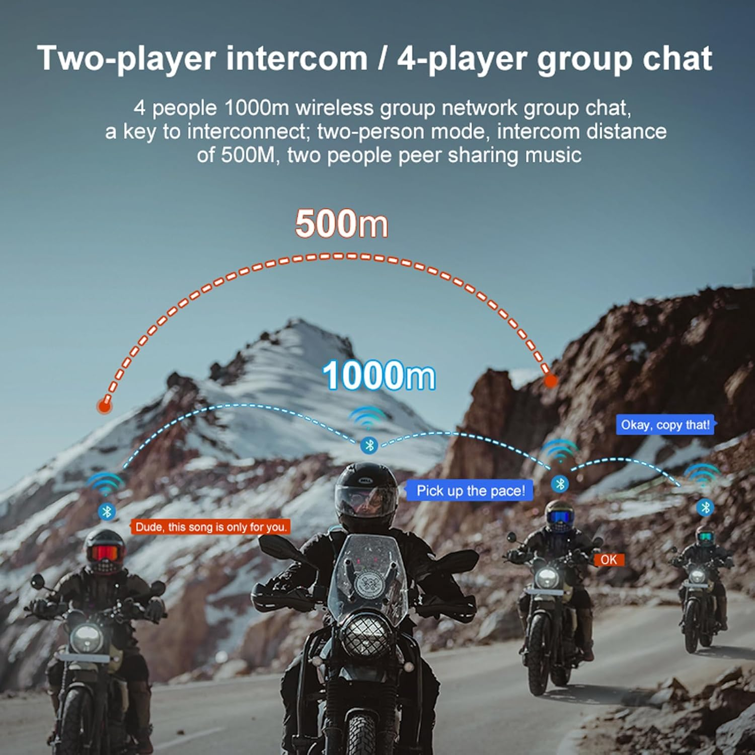 Motorcycle Helmet Headset Bluetooth with Microphone Intercom Motorcycle Intercom Bicycle Communication System Helmet Headphones Motorcycle Helmet for 4 People Motorcycle Wireless Hands-Free Kit image number 3