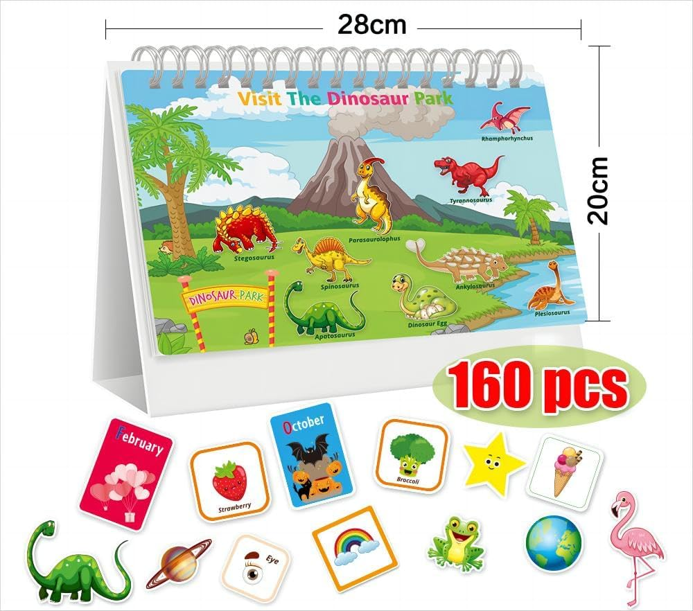 Busy Books for Toddlers 3-5,Dot Board for Toddlers Ages 3 and up - Sensory Toys Autism Kids 5-7- Autism Sensory - Kindergarten Educational Toys, Ages 3-4 4-8 5-7（Dinosaur） - Orange image number 5