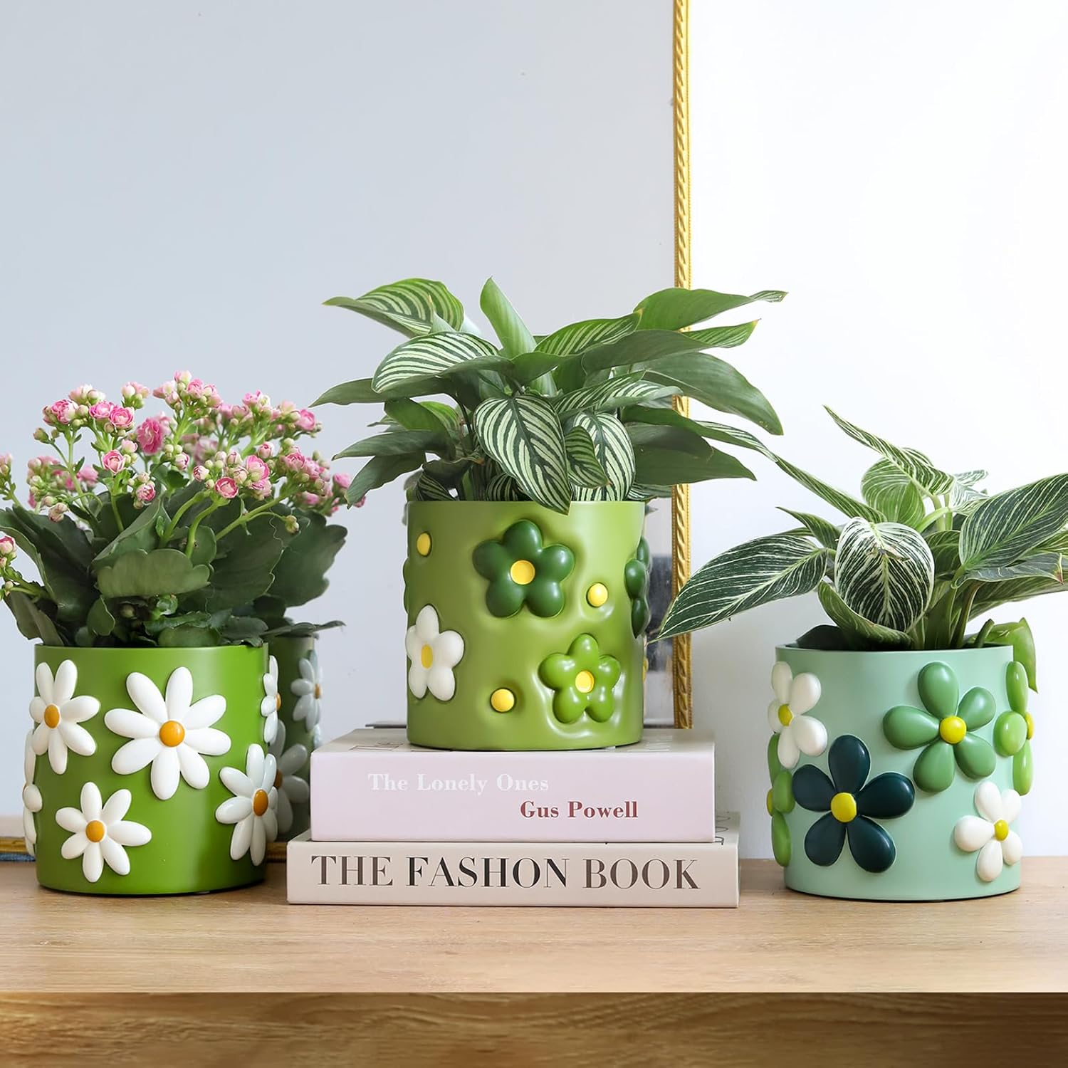GUGUGO Colorful Flowers Planters Cute Unique Rainbow Planter with Drainage, Vintage Retro Flower Plant Pots for Indoor & Outdoor Plants, Eclectic Succulent Gardening Pot for Boho Modern Home D&eacute;cor-D image number 5