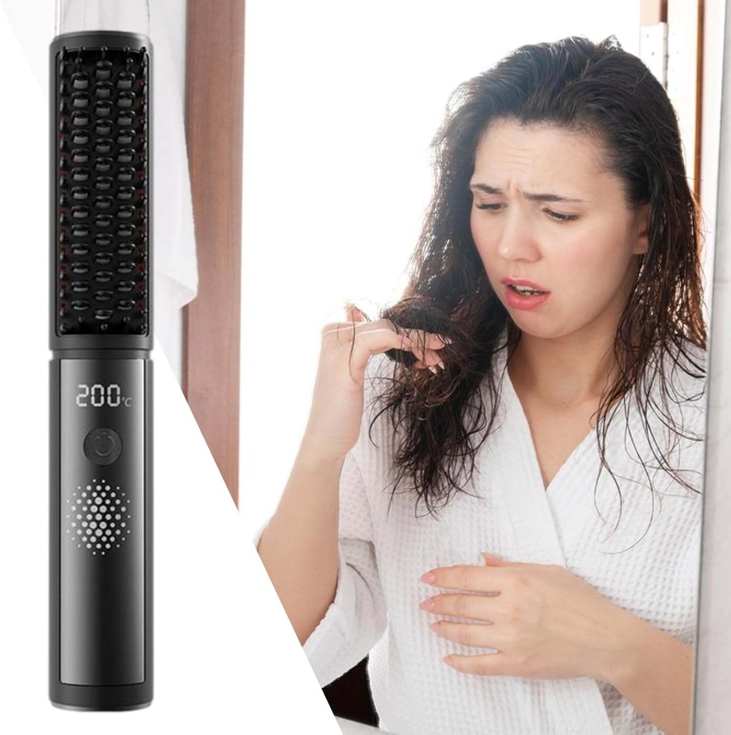 Hair Straightener Comb | Straightening Iron - 4 Temp Settings Styling Tools Fast Heating Flat Iron for Less Frizz More Shine Women Girls Home Travel Professional Salon image number 4