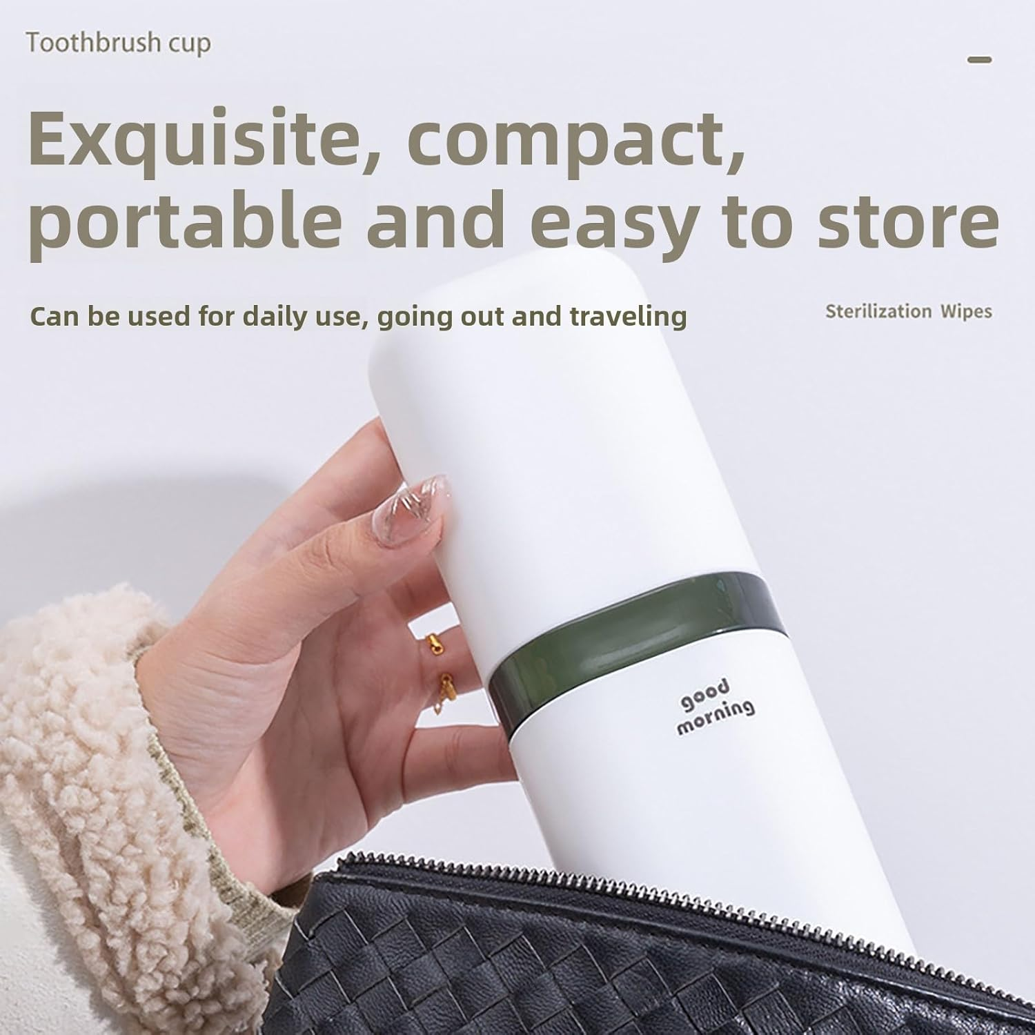 YAKESD 4 Pcs Travel Toothbrush Case Holder with Rinse Cup and Handle, Portable Toothbrush Travel Case (Green+Blue+Purple+Grey), Ideal Toothbrush Holder and Rinse Cup Set image number 1